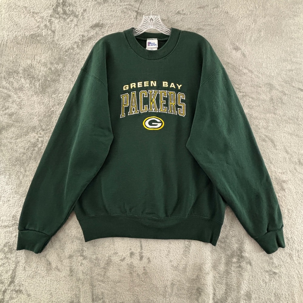 Vintage Green Bay Packers Sweatshirt Mens XL Green Crewneck USA Pro‎ Player